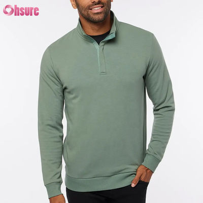 Pull-over de golf slim fit de haute qualité pour hommes avec fermeture à glissière à manches longues en laine en logo personnalisé couleur douce solide pour l'hiver