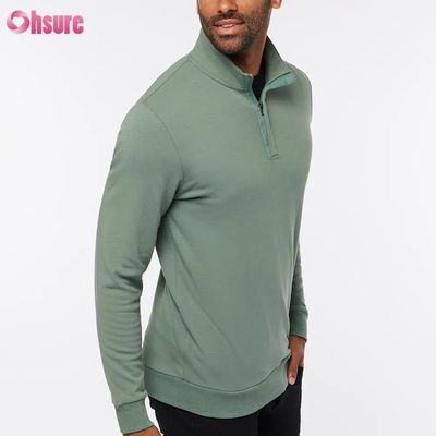 Pull-over de golf slim fit de haute qualité pour hommes avec fermeture à glissière à manches longues en laine en logo personnalisé couleur douce solide pour l'hiver