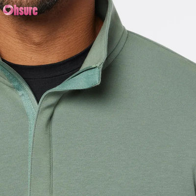 Pull-over de golf slim fit de haute qualité pour hommes avec fermeture à glissière à manches longues en laine en logo personnalisé couleur douce solide pour l'hiver