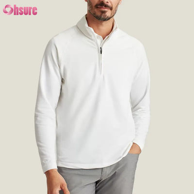 Pull-over demi-zip super tendance de haute qualité pour homme, confortable, blanc, avec broderie, sportif et élégant pour l'hiver