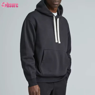Sweat-shirt de sport surdimensionné pour hommes de haute qualité en gros, mode sportive avec col à capuche de couleur unie, logo personnalisé sérigraphié