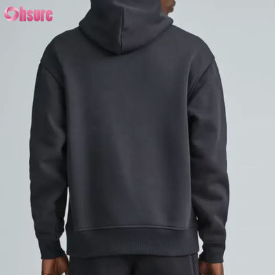 Sweat-shirt de sport surdimensionné pour hommes de haute qualité en gros, mode sportive avec col à capuche de couleur unie, logo personnalisé sérigraphié