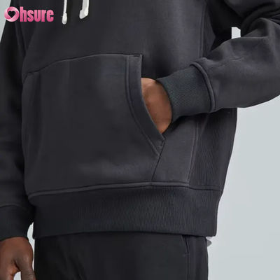 Sweat-shirt de sport surdimensionné pour hommes de haute qualité en gros, mode sportive avec col à capuche de couleur unie, logo personnalisé sérigraphié