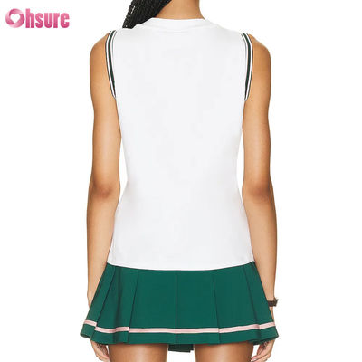 Vêtements de tennis sans manches haut de gamme pour femmes jupes jupes ensembles respirants logo personnalisé plissé design de short chaud
