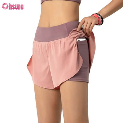 Shorts d'entraînement de haute qualité 2 en 1 pour femmes Gymnase léger à séchage rapide Formation sportive Yoga court avec téléphone Poche respirante