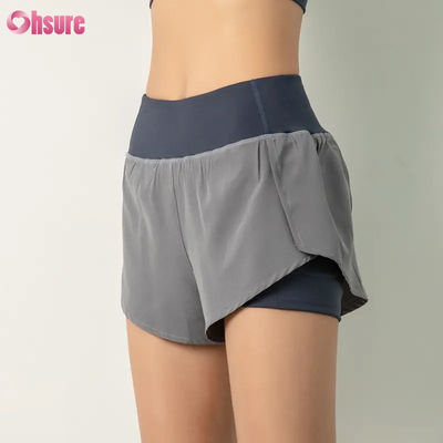 Shorts d'entraînement de haute qualité 2 en 1 pour femmes Gymnase léger à séchage rapide Formation sportive Yoga court avec téléphone Poche respirante