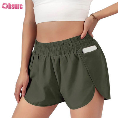 Shorts de sport taille haute pour femmes, séchage rapide, avec élastique, shorts de course et d'exercice à la mode avec poches