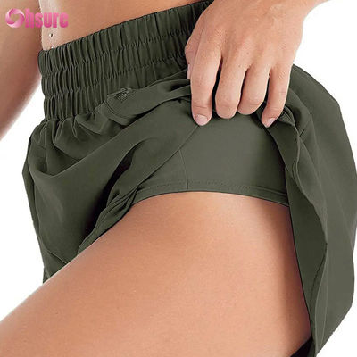 Shorts de sport taille haute pour femmes, séchage rapide, avec élastique, shorts de course et d'exercice à la mode avec poches