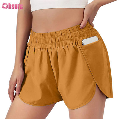 Shorts de sport taille haute pour femmes, séchage rapide, avec élastique, shorts de course et d'exercice à la mode avec poches