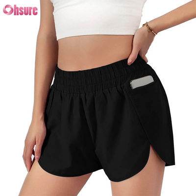 Shorts de sport taille haute pour femmes, séchage rapide, avec élastique, shorts de course et d'exercice à la mode avec poches