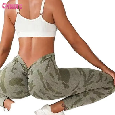 Leggings taille haute sans couture pour femmes, imprimé camouflage, pantalon push V taille, pour sport décontracté, entraînement, taille élastique, legging fitness