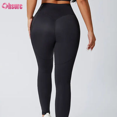 Pantalon de yoga taille haute en nylon et spandex en gros, legging de fitness moulant pour l'entraînement avec effet push-up et élastique