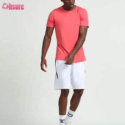 Vêtements d'entraînement personnalisés Été Couleur unie T-shirts à manches courtes pour hommes Course à pied Fitness Vêtements de sport de basketball en plein air pour hommes