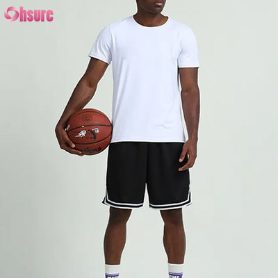 Vêtements d'entraînement personnalisés Été Couleur unie T-shirts à manches courtes pour hommes Course à pied Fitness Vêtements de sport de basketball en plein air pour hommes
