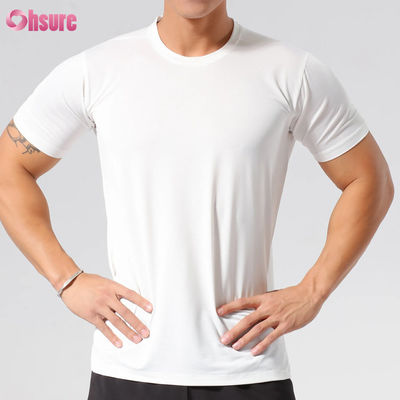 T-shirts de sport vierges à col rond et manches courtes pour hommes, à séchage rapide, coupe ajustée, de haute qualité, impression personnalisée par sérigraphie