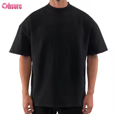 250-300gm Drop Shoulder Graphique T-shirt poids lourd Luxe Blanc T-shirt en coton lourd Vêtements de rue en boîte surdimensionné T-shirt personnalisé pour hommes