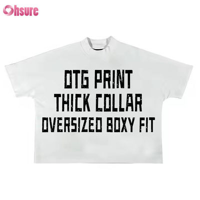 250-300gm Drop Shoulder Graphique T-shirt poids lourd Luxe Blanc T-shirt en coton lourd Vêtements de rue en boîte surdimensionné T-shirt personnalisé pour hommes