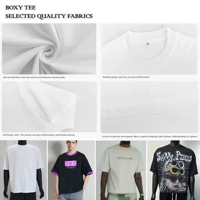 250-300gm Drop Shoulder Graphique T-shirt poids lourd Luxe Blanc T-shirt en coton lourd Vêtements de rue en boîte surdimensionné T-shirt personnalisé pour hommes
