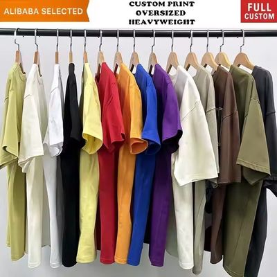 250-300gm Drop Shoulder Graphique T-shirt poids lourd Luxe Blanc T-shirt en coton lourd Vêtements de rue en boîte surdimensionné T-shirt personnalisé pour hommes