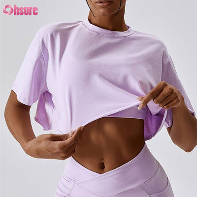 OEM personnalisé surdimensionné T-shirt haut élastique T-shirt haut de culture blanc T-shirts pour femmes
