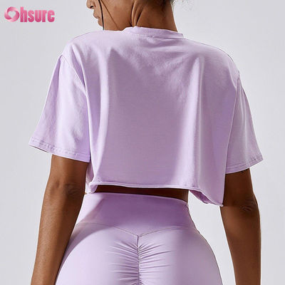 OEM personnalisé surdimensionné T-shirt haut élastique T-shirt haut de culture blanc T-shirts pour femmes
