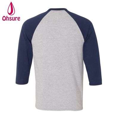 T-shirt de fitness à manches trois-quarts en coton, hauts décontractés, col rond, t-shirt pour hommes, patchwork bicolore, t-shirt de sport
