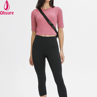 Manches de coude pour vêtements de course T-shirts Hauts pour femmes Col rond Coupe ajustée Séchage rapide Évacuation de l'humidité Sport Décontracté Imprimé pour femmes