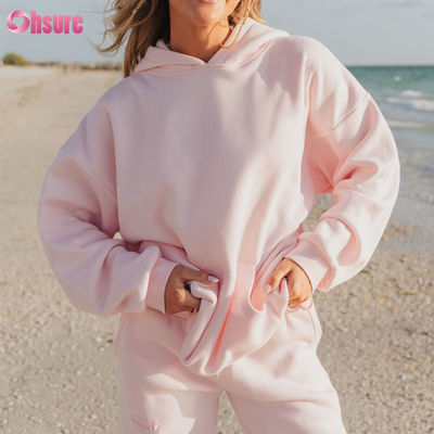 Impression de lettres de haute qualité pour femmes avec capuche Logo personnalisé Polyester / coton poids lourd Manches longues chaudes avec capuche colorées pour femmes