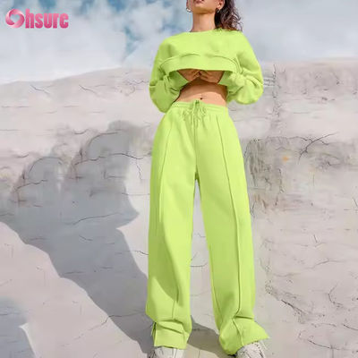 Nouvel ensemble deux pièces de survêtement pour femmes, sweat-shirt et pantalon d'automne et d'hiver, couleur unie, décontracté, sport, gym, jogging