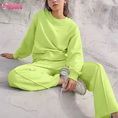 Nouvel ensemble deux pièces de survêtement pour femmes, sweat-shirt et pantalon d'automne et d'hiver, couleur unie, décontracté, sport, gym, jogging
