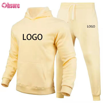 Homme sur mesure Sweatshirts et Jogger Sets Logo solide Sweatsuit brun Unisexe Coton lâche à nervures Unisexe