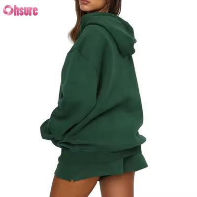 Ensemble short de survêtement et sweat à capuche oversize pour femmes en gros, ensemble 2 pièces, survêtement, logo personnalisé