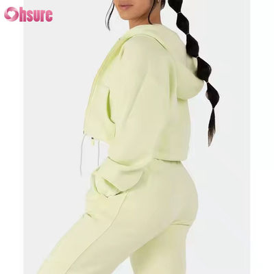 Vêtements en deux pièces pour femmes Sweatsuit Vêtement en laine Manches longues Fermeture à glissière Hoodies Sweatshirts coupés Sweatpants Set de jogger