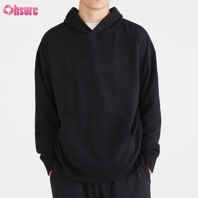 Sweat à capuche décontracté en molleton de coton éponge français avec poche pour homme, printemps et automne, en gros