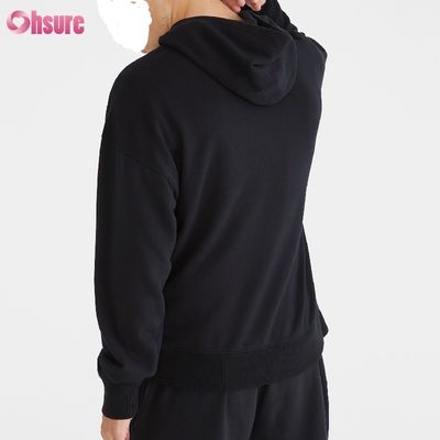 Sweat à capuche décontracté en molleton de coton éponge français avec poche pour homme, printemps et automne, en gros