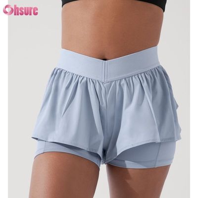Shorts de sport 2 en 1 personnalisés pour femmes, doublure fitness, grande taille, bande élastique, shorts de sport pour femmes