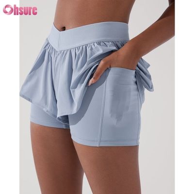 Shorts de sport 2 en 1 personnalisés pour femmes, doublure fitness, grande taille, bande élastique, shorts de sport pour femmes