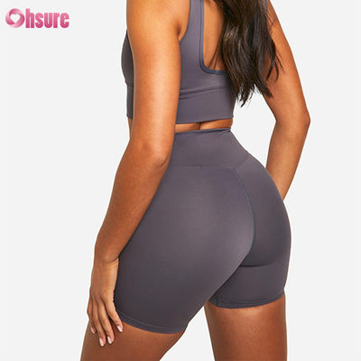 Gros de Gym Crossover Yoga Shorts de sport sans couture avant Shorts de course pour femme