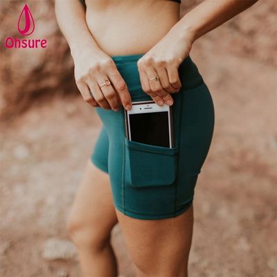 Shorts de sport de gym personnalisés, shorts de cycliste d'entraînement pour femmes, shorts de fitness avec poches latérales, shorts de cycliste taille haute pour entraînement, 10-12 jours