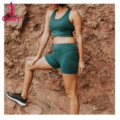 Shorts de sport de gym personnalisés, shorts de cycliste d'entraînement pour femmes, shorts de fitness avec poches latérales, shorts de cycliste taille haute pour entraînement, 10-12 jours