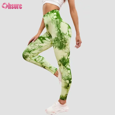 Nouvelle mode 2024 Haut taille Jeu de fitness rapidement sec courir Jeu de yoga pantalon élastique taille mince Jeu de sport collants design de teinture