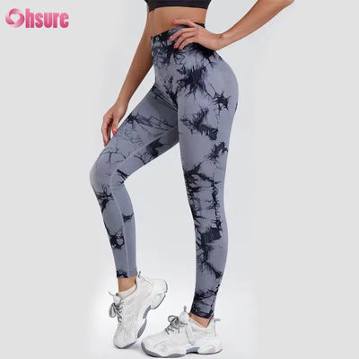 Nouvelle mode 2024 Haut taille Jeu de fitness rapidement sec courir Jeu de yoga pantalon élastique taille mince Jeu de sport collants design de teinture
