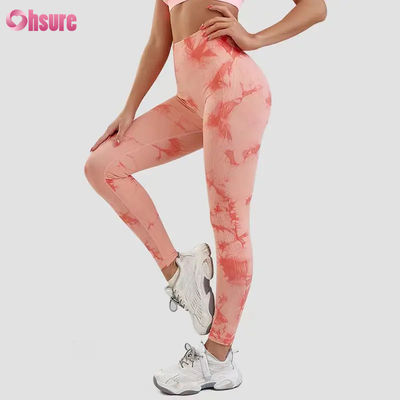 Nouvelle mode 2024 Haut taille Jeu de fitness rapidement sec courir Jeu de yoga pantalon élastique taille mince Jeu de sport collants design de teinture