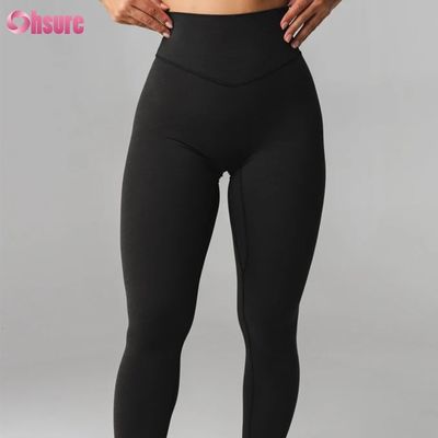 Superbe style  Leggings de yoga d'entraînement taille haute et unis pour femmes, pantalon de yoga personnalisé, 220 grammes