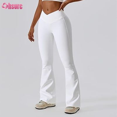 Pantalon évasé personnalisé Fitness Femmes Leggings Taille en V Pantalon de yoga