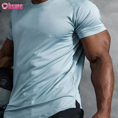 Taille Hommes chemises de sport haut blanc sérigraphie en soie courte manche rapide séchée coton équipage cou T-shirts de sport surdimensionnés