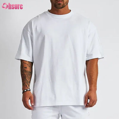 Taille Hommes chemises de sport haut blanc sérigraphie en soie courte manche rapide séchée coton équipage cou T-shirts de sport surdimensionnés