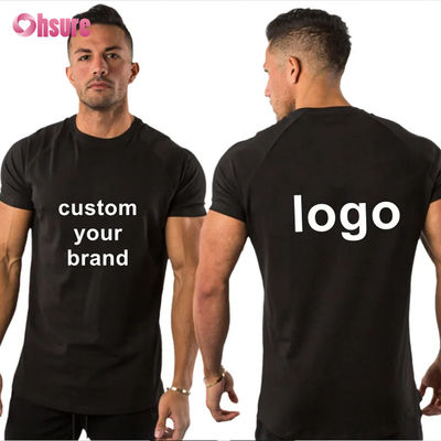 95% coton 5% spandex personnalisé logo privé entraînement vêtements de sport vêtements de fitness vêtements de fitness homme blanc T-shirt sport