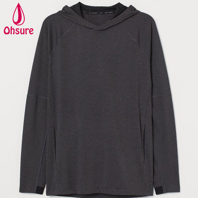 Vente à chaud Hoodie de yoga pour hommes à capuchon à mousse sèche à mailles enduites en capuchon régulier adapté à l'entraînement en salle de gym Logo personnalisé motif solide automne