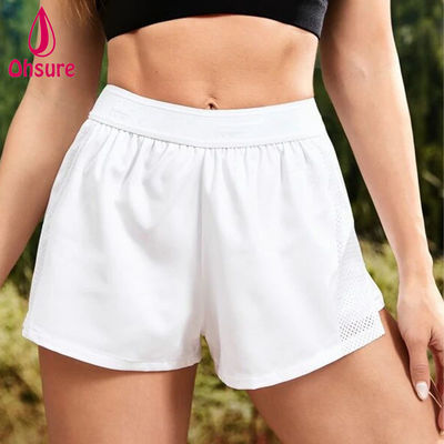 Shorts de sport de gymnastique pour femmes Yoga en gros Logo personnalisé 93% Polyester, 7% Spandex Taille haute Taille élastique 2 en 1 tissé occasionnel XS-XXL